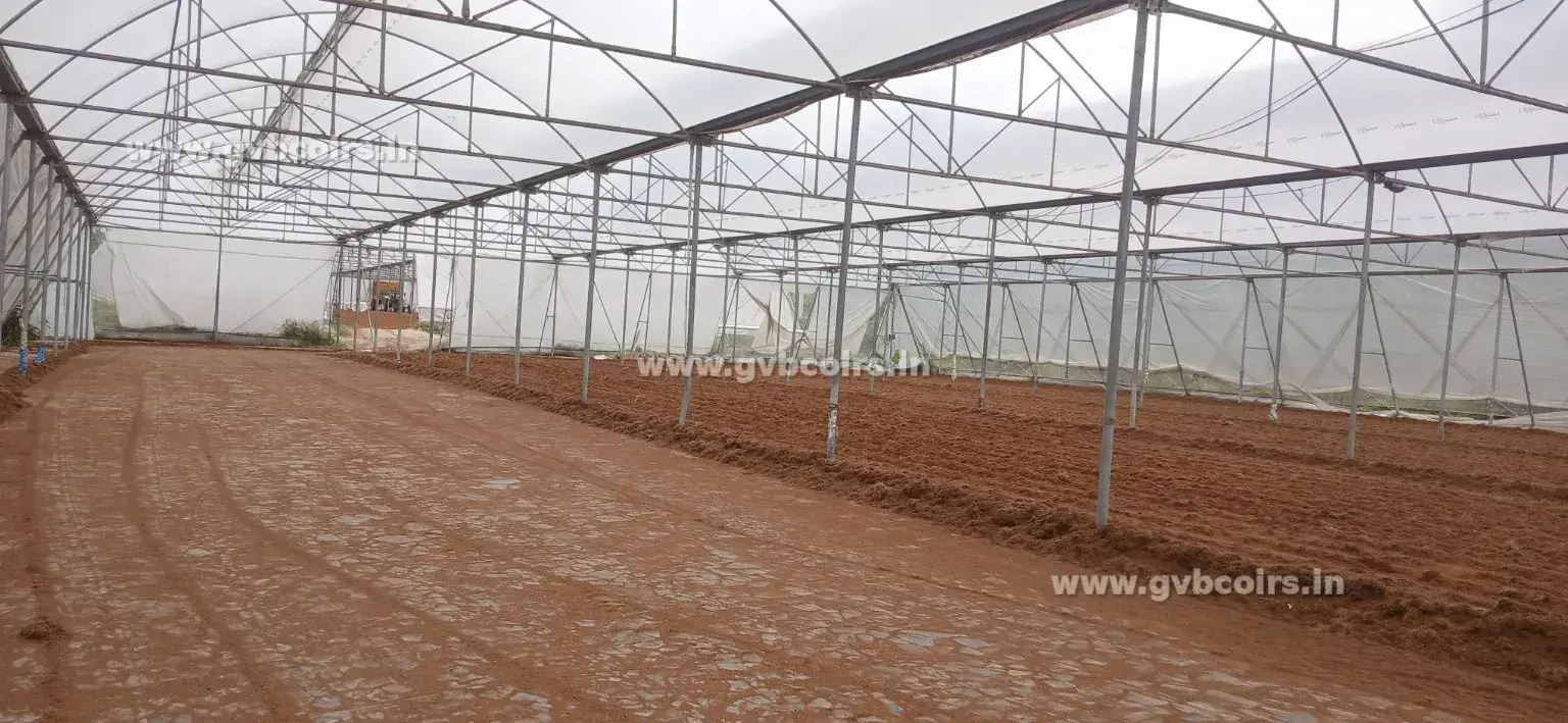 Coir fiber polyhouse drying yard facility - GVB Coirs